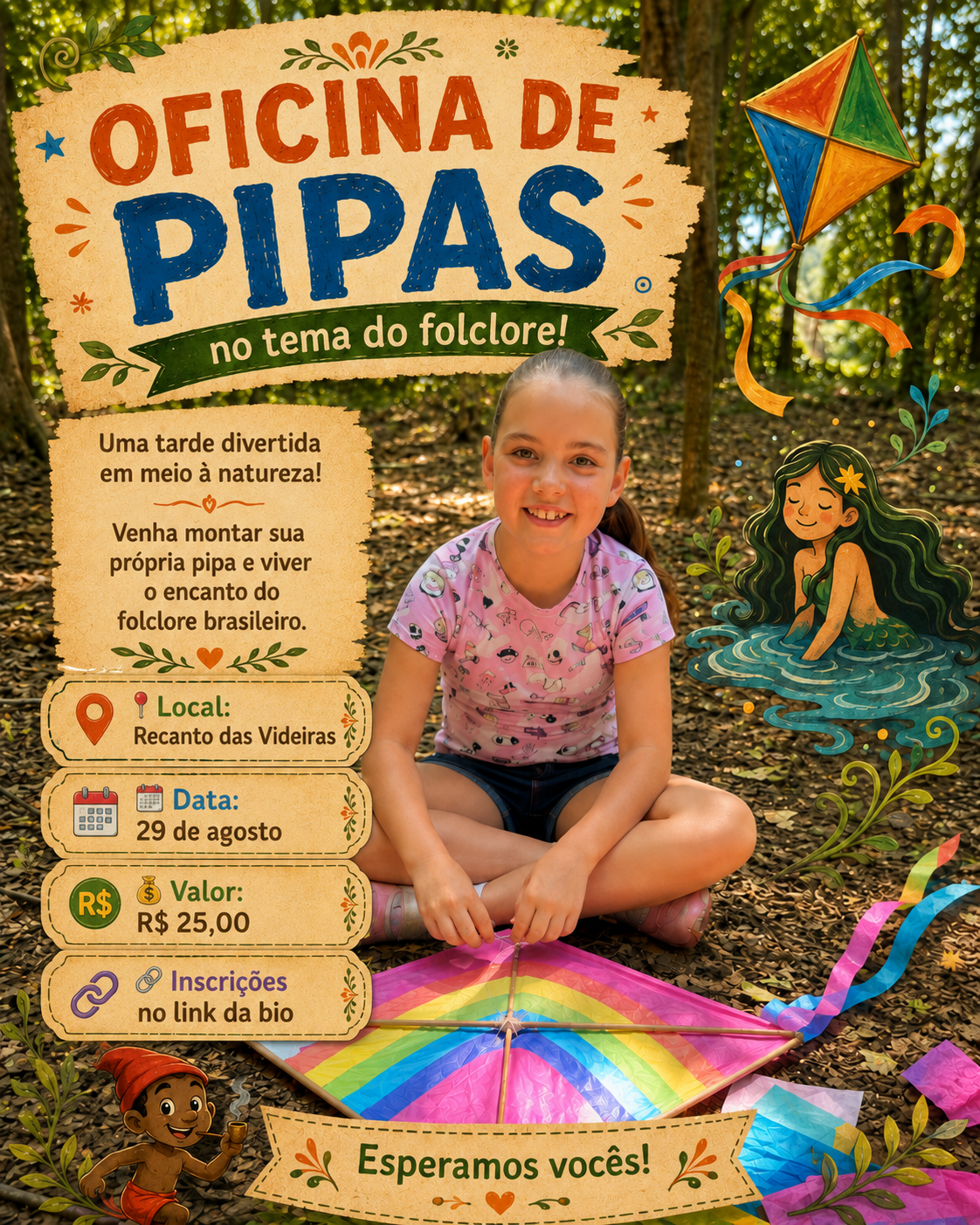 Oficina de Pipas celebra o Folclore Brasileiro no Recanto das Videiras